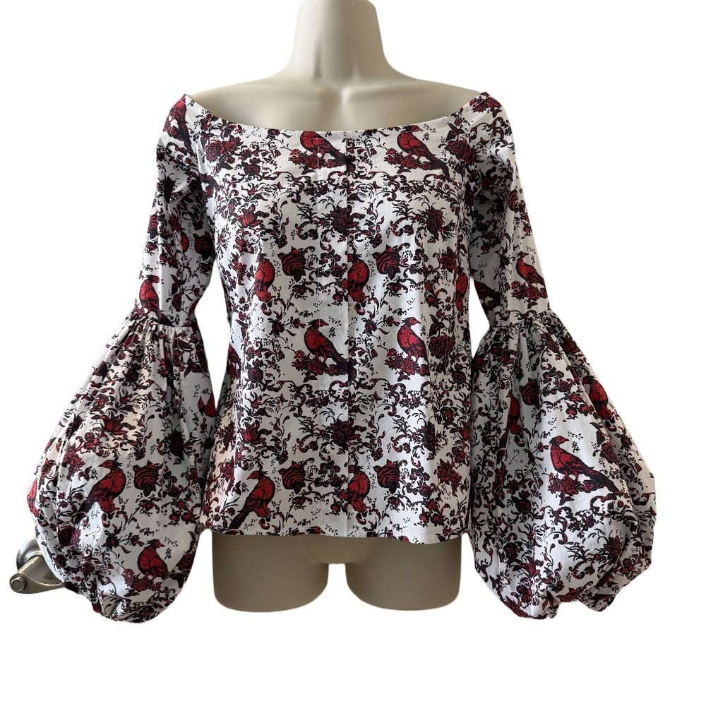 CAROLINE CONSTAS GISELLE PRINTED  BLOUSE SIZE S